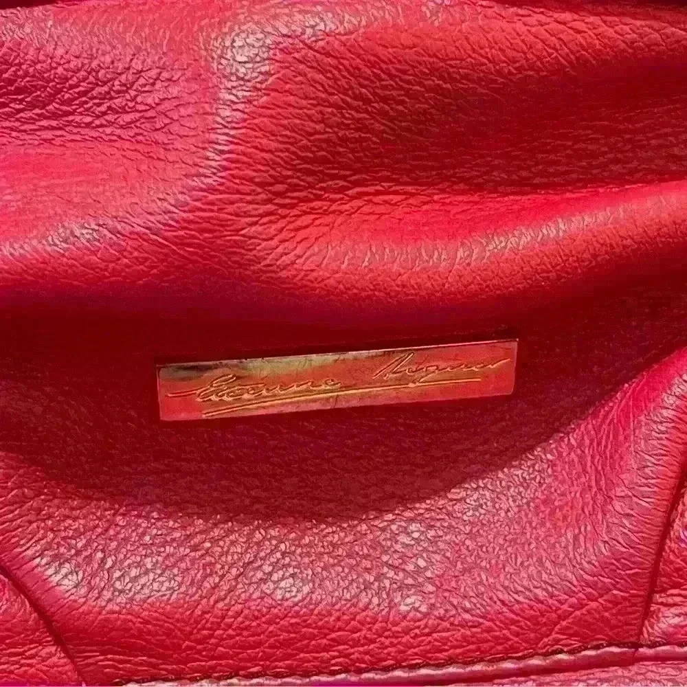 Etienne Aigner Red Genuine Leather Handbag Pockets Zip Around Boho Outdoor